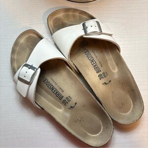 Birkenstock Madrid White Sandals with silver buckle